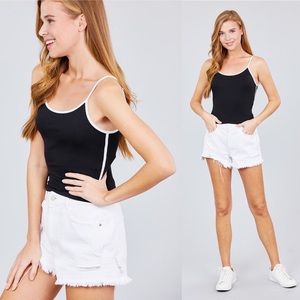 🎉HP🎉 Side Stripe Cami Cropped Tank Top - Black